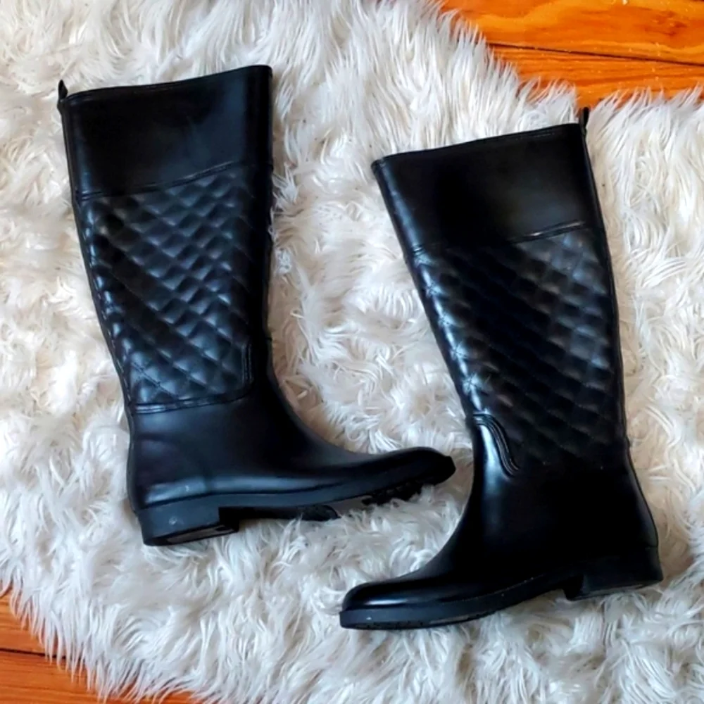 Merona Barbara Quilted Tall Black Rainboots.